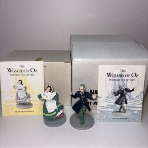Wizard Of Oz MUNCHKIN WOMAN & MAN Figurines 3” Franklin Mint Vintage 1988